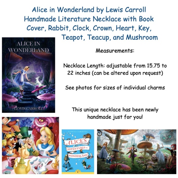 Alice in Wonderland by Lewis Carroll Handmade Literature Necklace, Book Cover - Picture 15 of 16